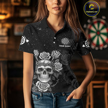 Load image into Gallery viewer, Roses Skull Dart Arrows Women&#39;s Grunge Darts Shirt - Custom Name For Darts Jersey NYN0442