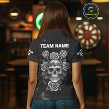 Load image into Gallery viewer, Roses Skull Dart Arrows Women&#39;s Grunge Darts Shirt - Custom Name For Darts Jersey NYN0442
