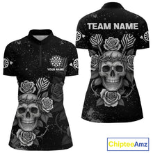 Load image into Gallery viewer, Roses Skull Dart Arrows Women&#39;s Grunge Darts Shirt - Custom Name For Darts Jersey NYN0442