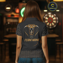 Load image into Gallery viewer, Dark Brown Cobra &amp; Dart Arrow Women&#39;s Darts Shirt - Custom Name For Darts Jersey NYN0443