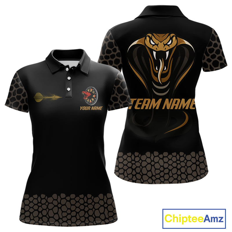 Dark Brown Cobra & Dart Arrow Women's Darts Shirt - Custom Name For Darts Jersey NYN0443