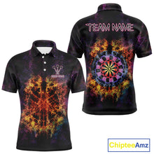 Load image into Gallery viewer, Colorful Flame Dartboard Custom Polo Darts Shirt For Men - Darts Team Jersey NYN0699