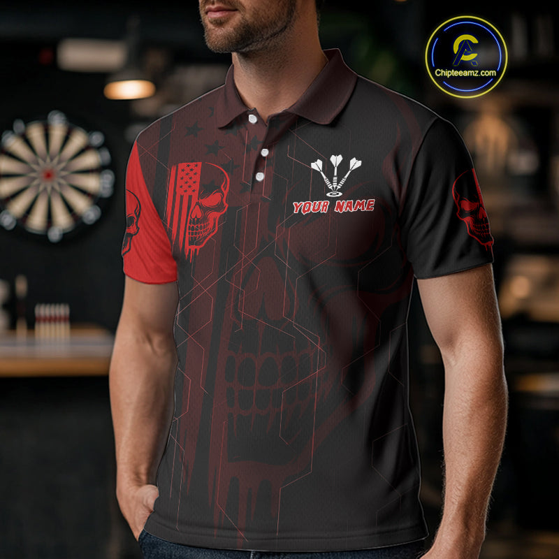 Custom Darts Team Polo Shirt For Men Red Flame Dartboard  - Darts  Jersey NYN0702