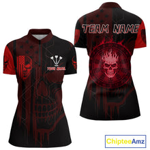 Load image into Gallery viewer, Custom Darts Team Quarter-Zip Shirt For Women Red Flame Dartboard  - Darts  Jersey NYN0702