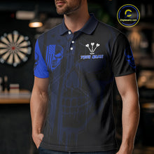 Load image into Gallery viewer, Custom Darts Team Polo Shirt For Men Blue Flame Dartboard - Darts Jersey NYN0704