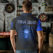Load image into Gallery viewer, Custom Darts Team Polo Shirt For Men Blue Flame Dartboard - Darts Jersey NYN0704