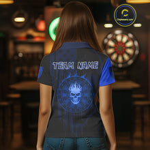 Load image into Gallery viewer, Custom Darts Team Polo Shirt For Women Blue Flame Dartboard - Darts Jersey NYN0704