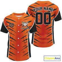Load image into Gallery viewer, Custom Black Orange Stripes Baseball Shirt Personalized Baseball Jerseys For Men NYN1580
