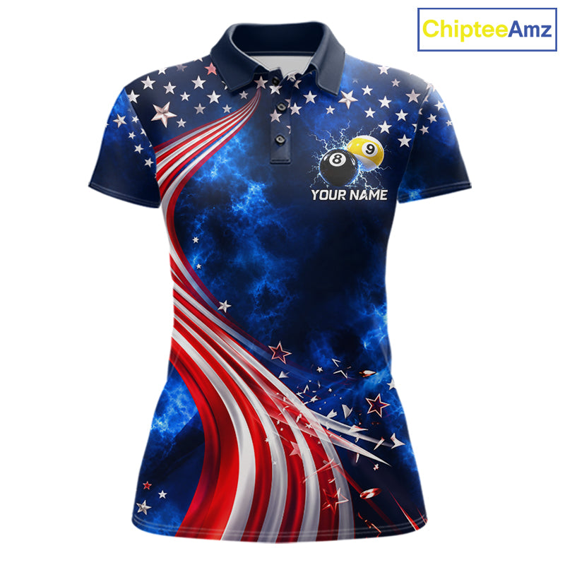 Thunder 8 Ball 9 Ball US Flag Pool Team Shirt For Women Personalized Patriotic Billiard Team Shirt Jersey NYN4749