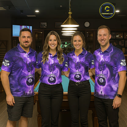 Dragon Light 8 Ball Women Billiard Polo & 1/4-Zip Shirt Custom Pool Team Billiard Shirts|Purple NYN2402
