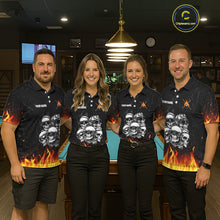 Load image into Gallery viewer, Funny Skulls Flame 8 Ball Men Billiard Team Shirts Custom Pool Ball Billiard Shirt Designs NYN2403