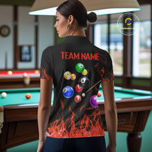 Load image into Gallery viewer, Red Flames Pool Balls Women Billiard Polo &amp; 1/4-Zip Apparel Custom Billiard Team Shirt Designs NYN2405