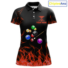 Load image into Gallery viewer, Red Flames Pool Balls Women Billiard Polo &amp; 1/4-Zip Apparel Custom Billiard Team Shirt Designs NYN2405