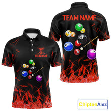 Load image into Gallery viewer, Red Flames Pool Balls Men Billiard Polo &amp; 1/4-Zip Apparel Custom Billiard Team Shirt Designs NYN2405