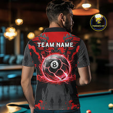 Load image into Gallery viewer, Black And Red Crack 8 Ball Pool Billiard Apparel For Men Custom Billiard Team Shirt Designs NYN2406