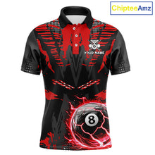 Load image into Gallery viewer, Black And Red Crack 8 Ball Pool Billiard Apparel For Men Custom Billiard Team Shirt Designs NYN2406
