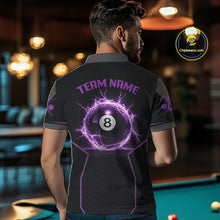 Load image into Gallery viewer, Thunder Purple 8 Ball Pool Men Billiard Polo &amp; 1/4-Zip Jersey Custom Billiard Shirt Designs NYN2410