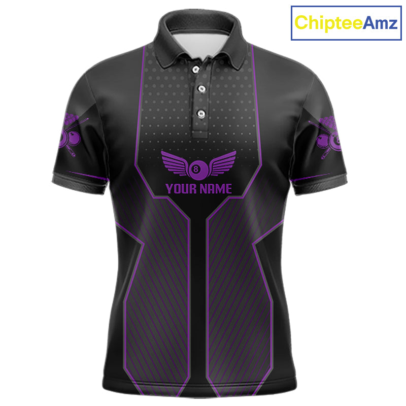 Thunder Purple 8 Ball Pool Men Billiard Polo & 1/4-Zip Jersey Custom Billiard Shirt Designs NYN2410