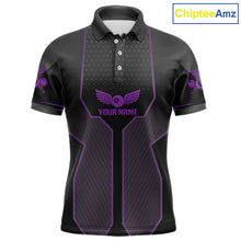 Load image into Gallery viewer, Thunder Purple 8 Ball Pool Men Billiard Polo &amp; 1/4-Zip Jersey Custom Billiard Shirt Designs NYN2410