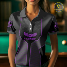 Load image into Gallery viewer, Thunder Purple 8 Ball Pool Women Billiard Polo &amp; 1/4-Zip Jersey Custom Billiard Shirt Designs NYN2410