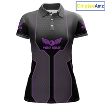 Load image into Gallery viewer, Thunder Purple 8 Ball Pool Women Billiard Polo &amp; 1/4-Zip Jersey Custom Billiard Shirt Designs NYN2410