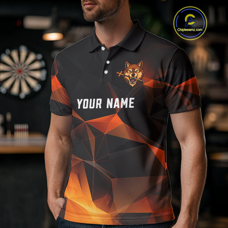 Orange Abstract Pattern Custom Wolf Dartboard Dart Shirt For Men, Dart Jerseys NYN0099