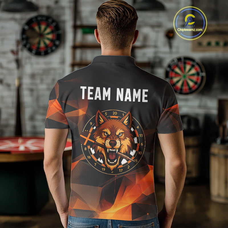 Orange Abstract Pattern Custom Wolf Dartboard Dart Shirt For Men, Dart Jerseys NYN0099