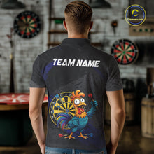 Load image into Gallery viewer, Colorful Rooster Funny Men Darts Polo &amp; 1/4-Zip Shirt Custom Grunge Blue Dart Attire For Darters NYN3004