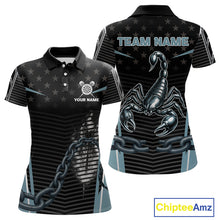 Load image into Gallery viewer, Flame Darts &amp; Scorpion Women&#39;s Darts Shirt - Custom Name For Steel Blue Darts Jersey NYN0454