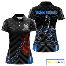 Load image into Gallery viewer, Flame Dart Arrow &amp; Scorpion Women&#39;s Darts Shirt - Custom Name For Blue Darts Jersey NYN0455