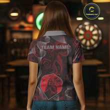 Load image into Gallery viewer, Grim Reaper Darts Flight &amp; Red Swirl Women's Darts Team Shirt Custom Name For Players NYN0460
