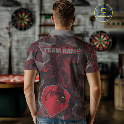 Dragon Darts Flight & Red Swirl Men's Darts Team Shirt - Custom Name For Players NYN0461
