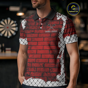 Brick-Wall Fierce Bulldog Men's Darts Team Shirt - Personalized Name For Players NYN0462