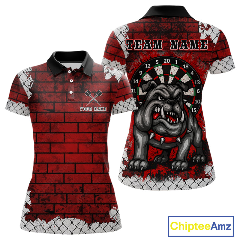 Brick-Wall Fierce Bulldog Women's Darts Team Shirt - Personalized Name For Players NYN0462