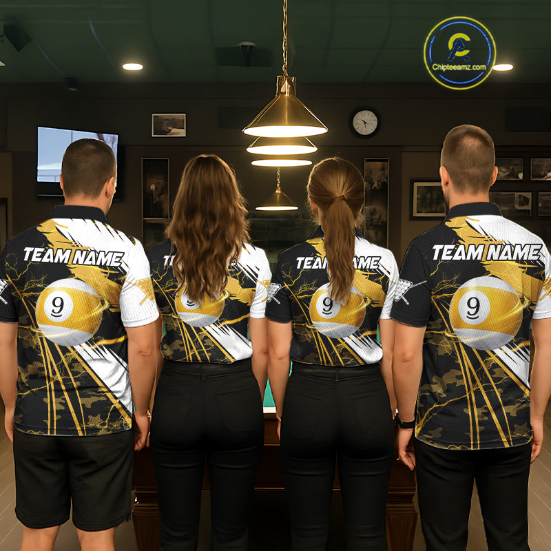 Lightning Yellow Billiard 8 Ball & 9 Ball Pool Shirt For Men Custom Camo Billiard Team Jersey NYN3424