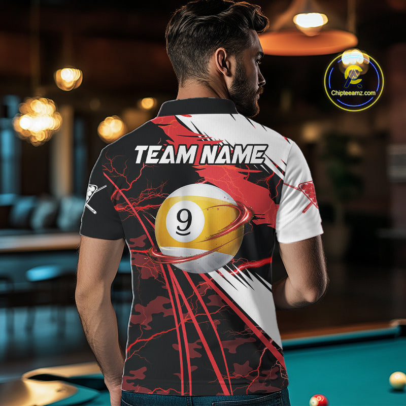 Lightning Red Billiard 8 Ball & 9 Ball Pool Shirt For Men Custom Camo Billiard Team Jersey NYN3425
