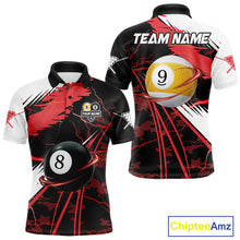 Load image into Gallery viewer, Red Lightning 8 Ball 9 Ball Pool Shirt For Men Custom Camo Billiard Team Jersey