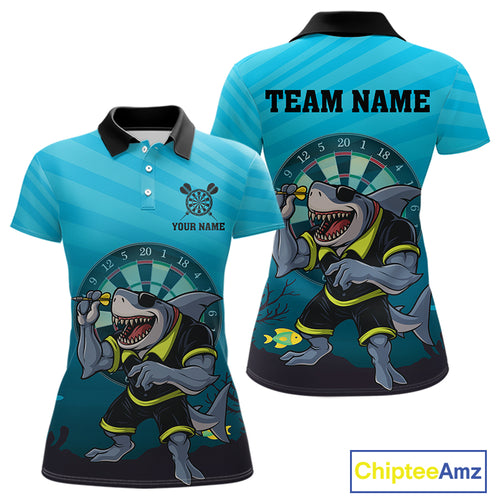 Shark & Dartboard Custom Funny Polo Shirt For Women - Darts Team Jersey NYN0706