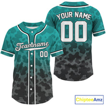 Load image into Gallery viewer, Custom Black Turquoise Camo Baseball Shirt For Men Baseball Team Jerseys NYN1595