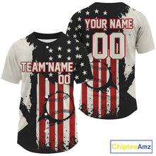 Load image into Gallery viewer, Custom Black Red USA Flag Baseball Shirt For Men Patriotic Baseball Jerseys NYN1598