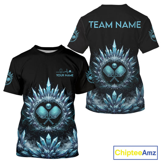Custom Blue Iceberg Cracked Pickleball Ball T-Shirt Women's Pickleball Tournament Gifts NYN1882
