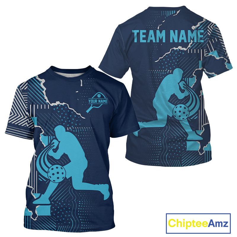 Custom Blue Torn Pickleball Paddle League Jerseys For Men Pickleball Team Shirts NYN2143