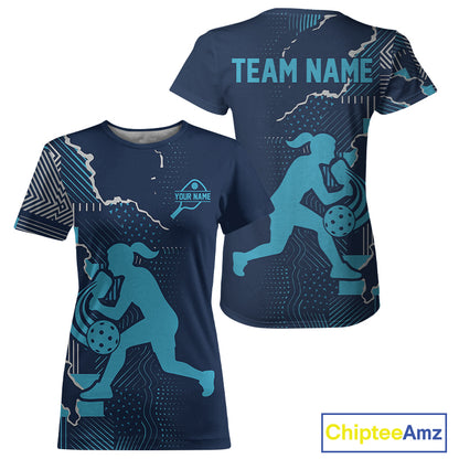 Custom Blue Torn Pickleball Paddle League Jerseys For Women Pickleball Team Shirts NYN2143