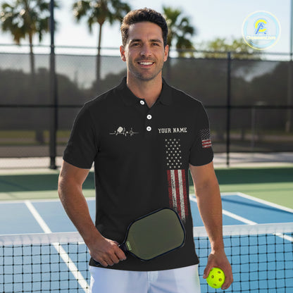 Custom Red Grunge Skull Pickleball Ball League Jerseys For Men US Flag Pickleball Shirts NYN2150