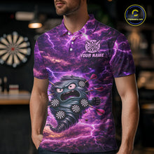 Load image into Gallery viewer, Purple Funny Scary Tornado Dartboard &amp; Arrow Men Darts Polo Shirt Custom Dart League Shirts NYN2643
