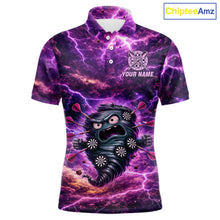 Load image into Gallery viewer, Purple Funny Scary Tornado Dartboard &amp; Arrow Men Darts Polo Shirt Custom Dart League Shirts NYN2643