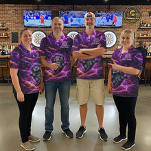 Load image into Gallery viewer, Purple Funny Scary Tornado Dartboard &amp; Arrow Men Darts Polo Shirt Custom Dart League Shirts NYN2643