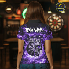 Load image into Gallery viewer, Thunder Purple Cracked Crown Skull Dartboard Women Darts Polo Shirt Custom Dart League Shirt NYN2645