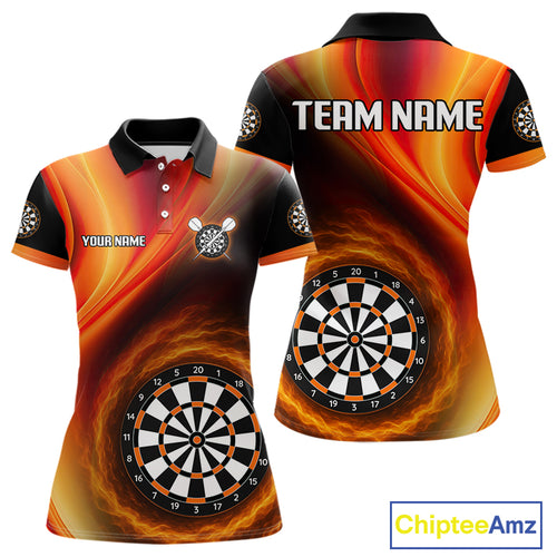 Circle Flame Dartboard Custom Orange Dart Shirt For Women, Dart Team Jerseys NYN0102