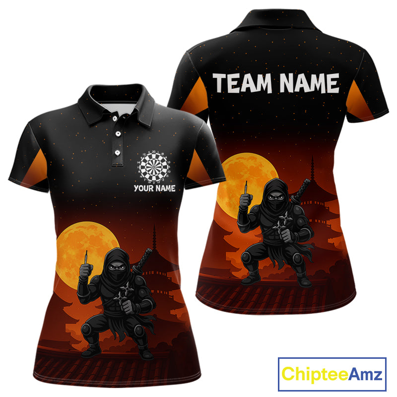 Full Moon Ninja & Dart Arrows Women's Darts Shirt - Custom Name For Darts Jersey NYN0472